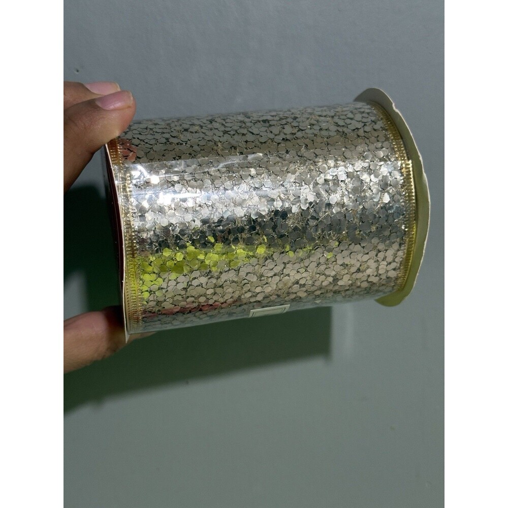 New Chunky Glitter 4in X 30 Ft Total 120 Ft Wired Edge Mesh Ribbon Lot Of 4 - Picture 3 of 6